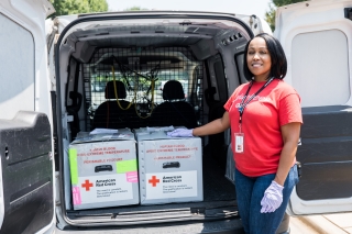 American Red Cross product delivery van