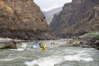 Multiple rafters on a river