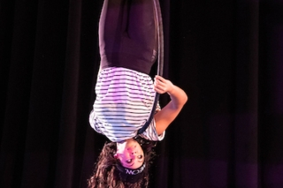 Photo of a woman performing aerial arts
