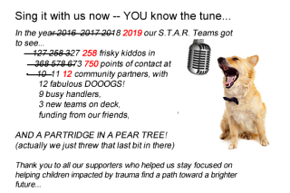 Graphic of a dog singing into a mic