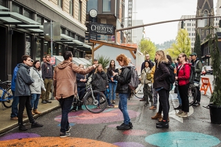 The Street Trust downtown gathering