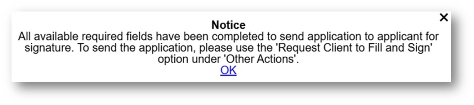 notice message pop up