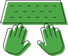 Hands over green keyboard icon
